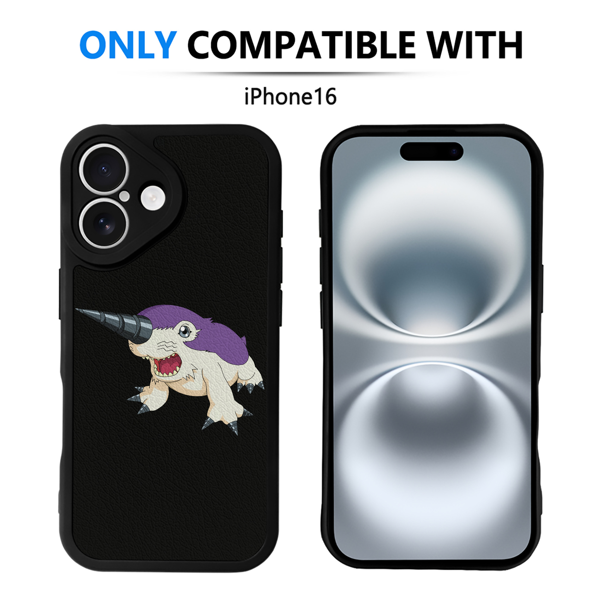 （画像用） Digimon デジタルモンスター/デジモン 【iPhone 16シリーズ対応】シリコンスマホケース（レザー調） 材質：シリコン